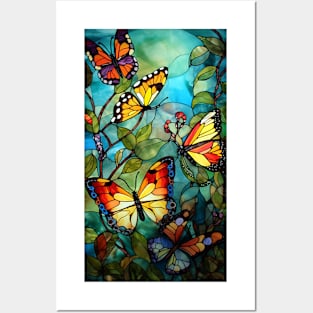 Stained Glass Style Butterflies Posters and Art